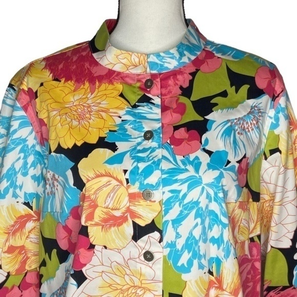 French Laundry Cardigan Top Floral Print Button Down Size Large - Picture 2 of 14